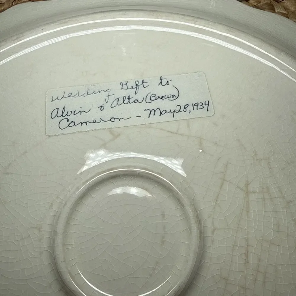 Harker Hotoven Chinawear Pottery Thatched Cottage Platter Cake Plate and Server